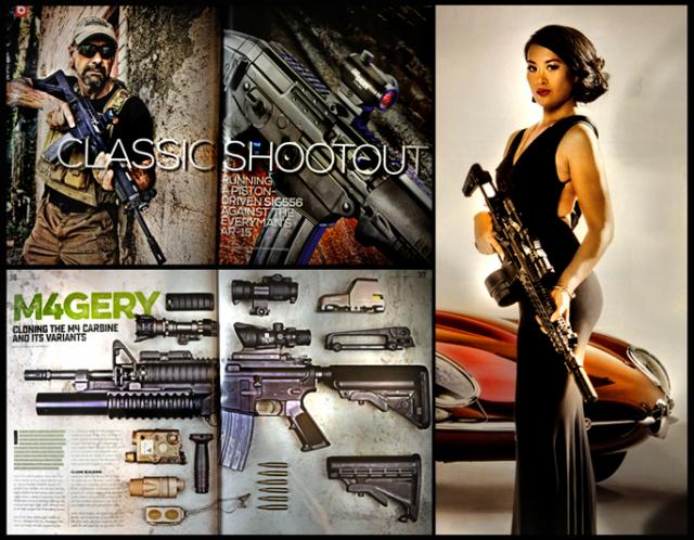 Pages from today's super-slick magazines glorifying the ubiquitous AR15